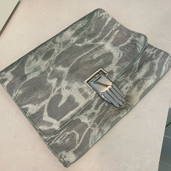 Opening Ceremony large clutch in gray tones with silver hand clasp barely used - Picture 4 of 9